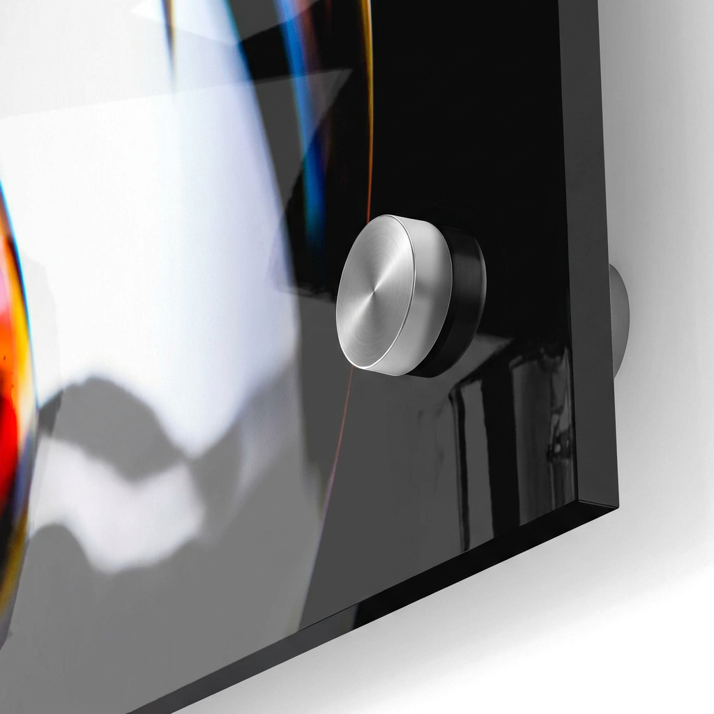 Float standoff mount detail — metal print off the wall